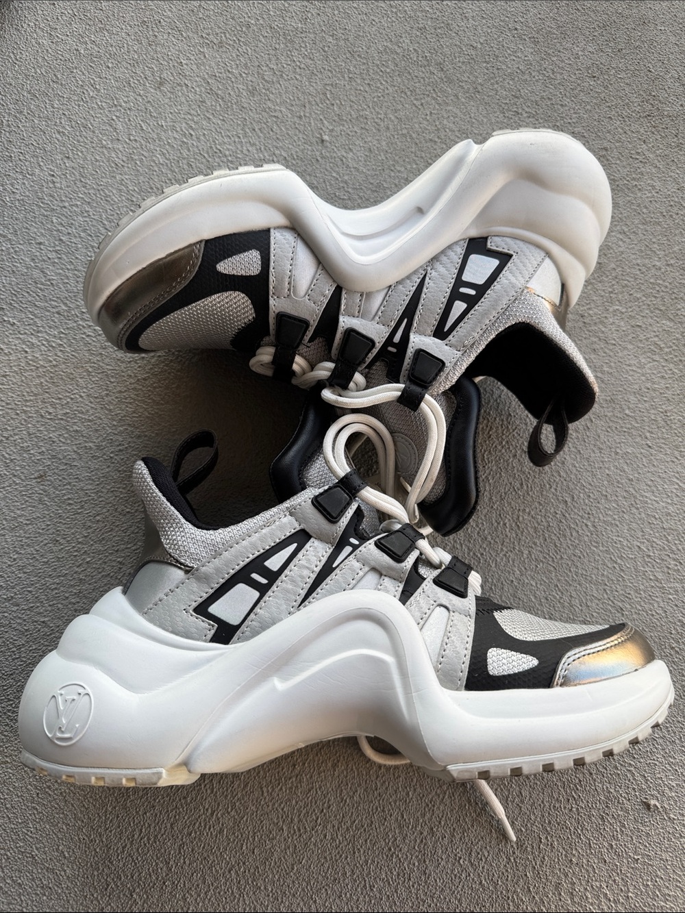 Louis Vuitton White, Black & Silver Archlight Sneakers Women - Picture 2 of 6